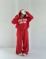 NOT YOU sweatshirt and pants set, free size 38-44, available in black, blue, white, and red