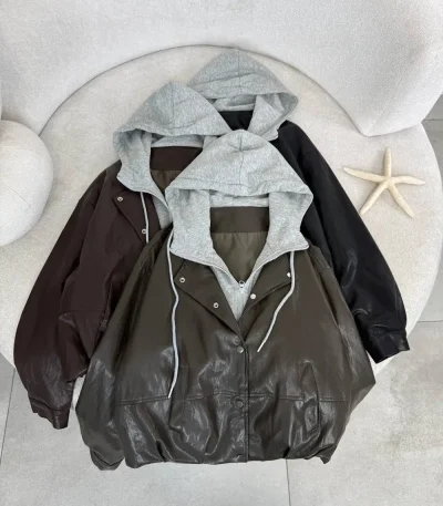 Women's two-piece leather jacket, free size 38-44