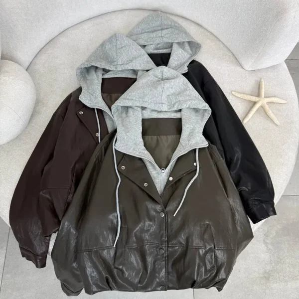 Women's two-piece leather jacket, free size 38-44