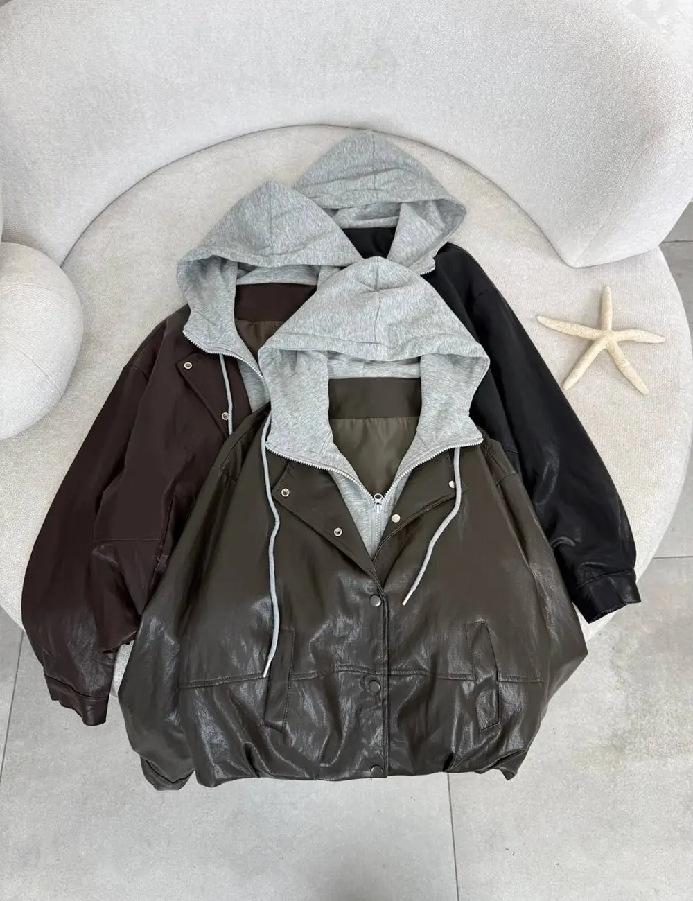 Women's two-piece leather jacket, free size 38-44