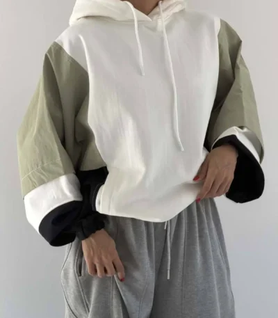 Combination hoodie for women, free size 38-44, 63 cm length, available in three colors