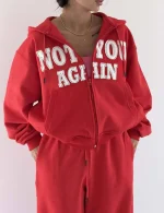 NOT YOU sweatshirt and pants set, free size 38-44, available in black, blue, white, and red