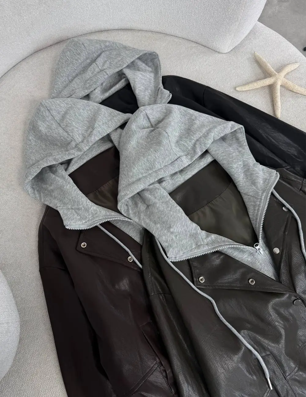 Women's two-piece leather jacket, free size 38-44