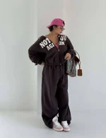 NOT YOU sweatshirt and pants set, free size 38-44, available in black, blue, white, and red